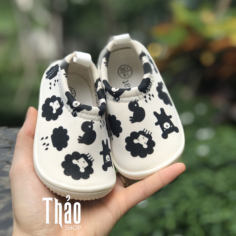 Giày Lười Trắng Họa Tiết Đen - Giày Tập Đi Cho Bé, Giày Dép Trẻ Em, Giày Bé Trai, Giày Bé Gái, Sandals Cho Bé