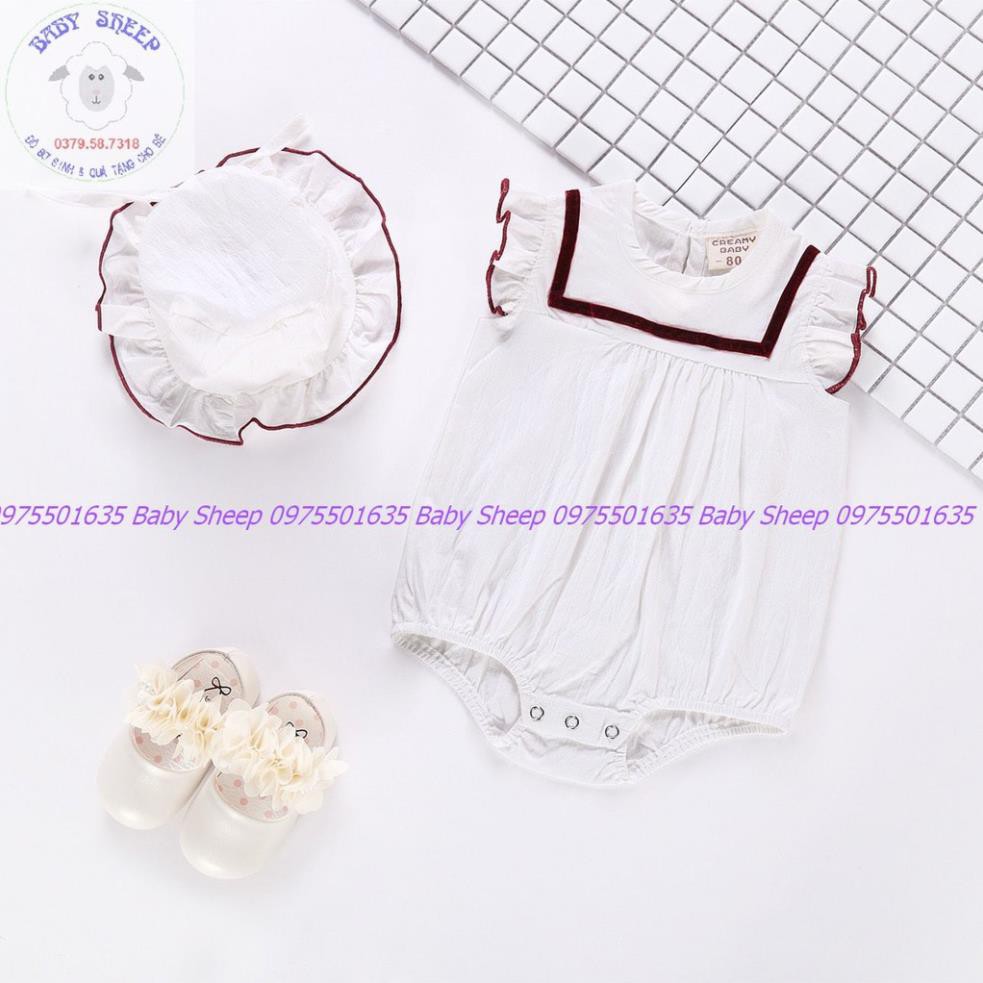 Body chip cho bé gái kèm mũ bèo tiểu thư xinh xắn cho bé diện đầy tháng thôi nôi dự tiệc