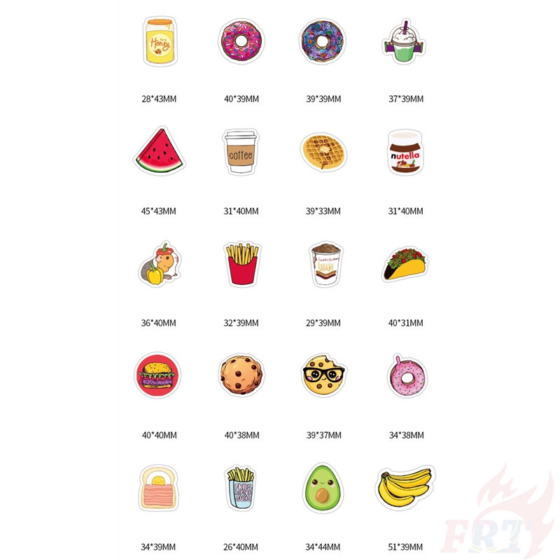 Set 40 Stickers dán trang trí phong cách thức ăn và món tráng miệng xinh xắn