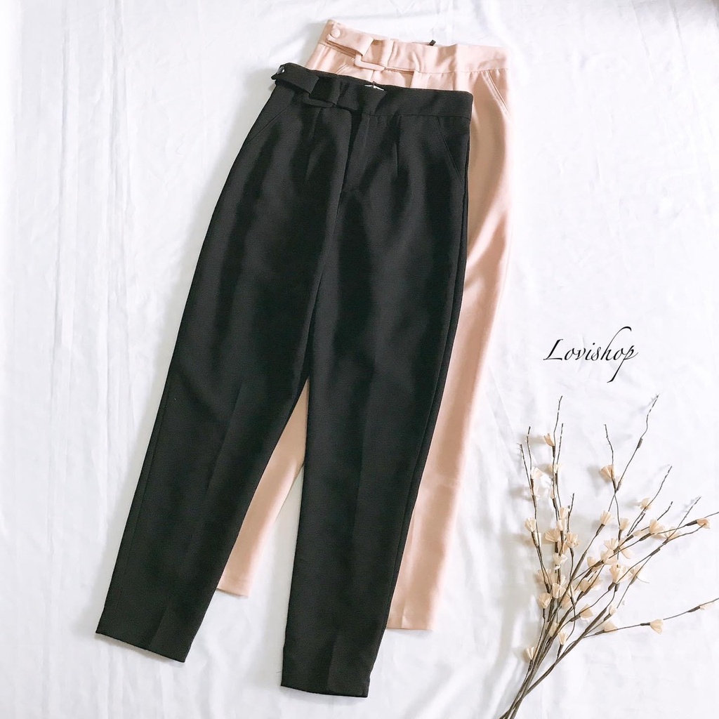 Quần tây baggy khoen vuông công sở hai màu Basic LOVI