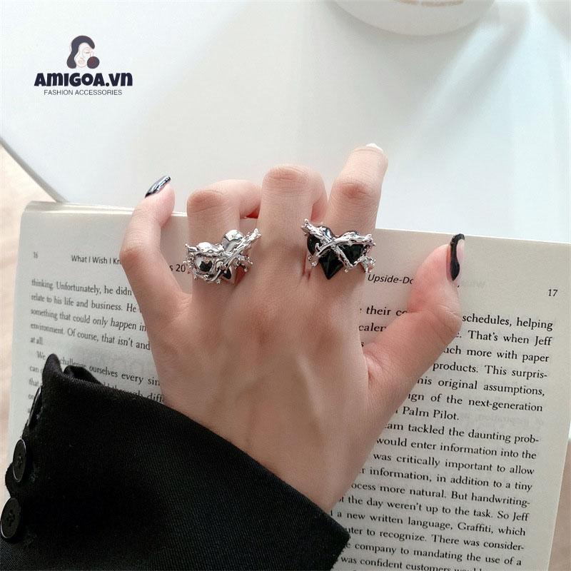 ✨✨Nhẫn hở hình trái tim và gai phong cách hip hop thời trang cho cặp đôi