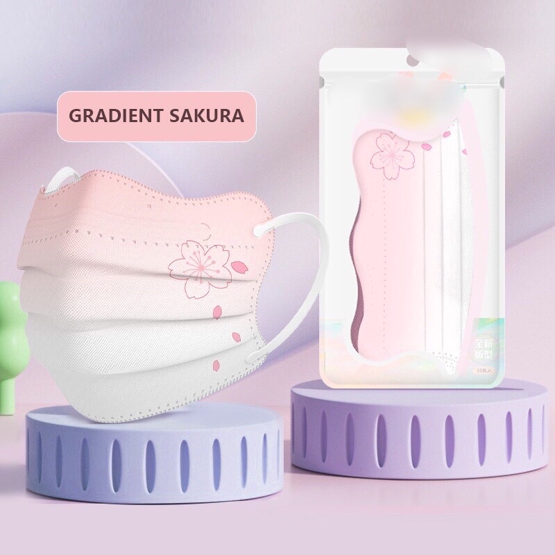 Túi 10 cái Khẩu trang cua in hoa Đào cao cấp mịn 3 lớp dành cho người lớn