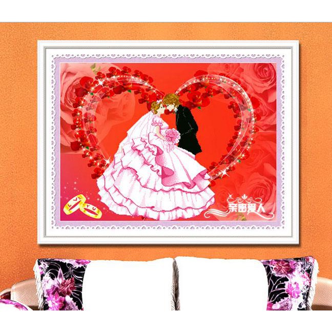 Tranh Thêu Chữ Thập 3D Tình Yêu Mật Ngọt 3D80040 (KHÁCH TỰ THÊU) KT:79X60CM