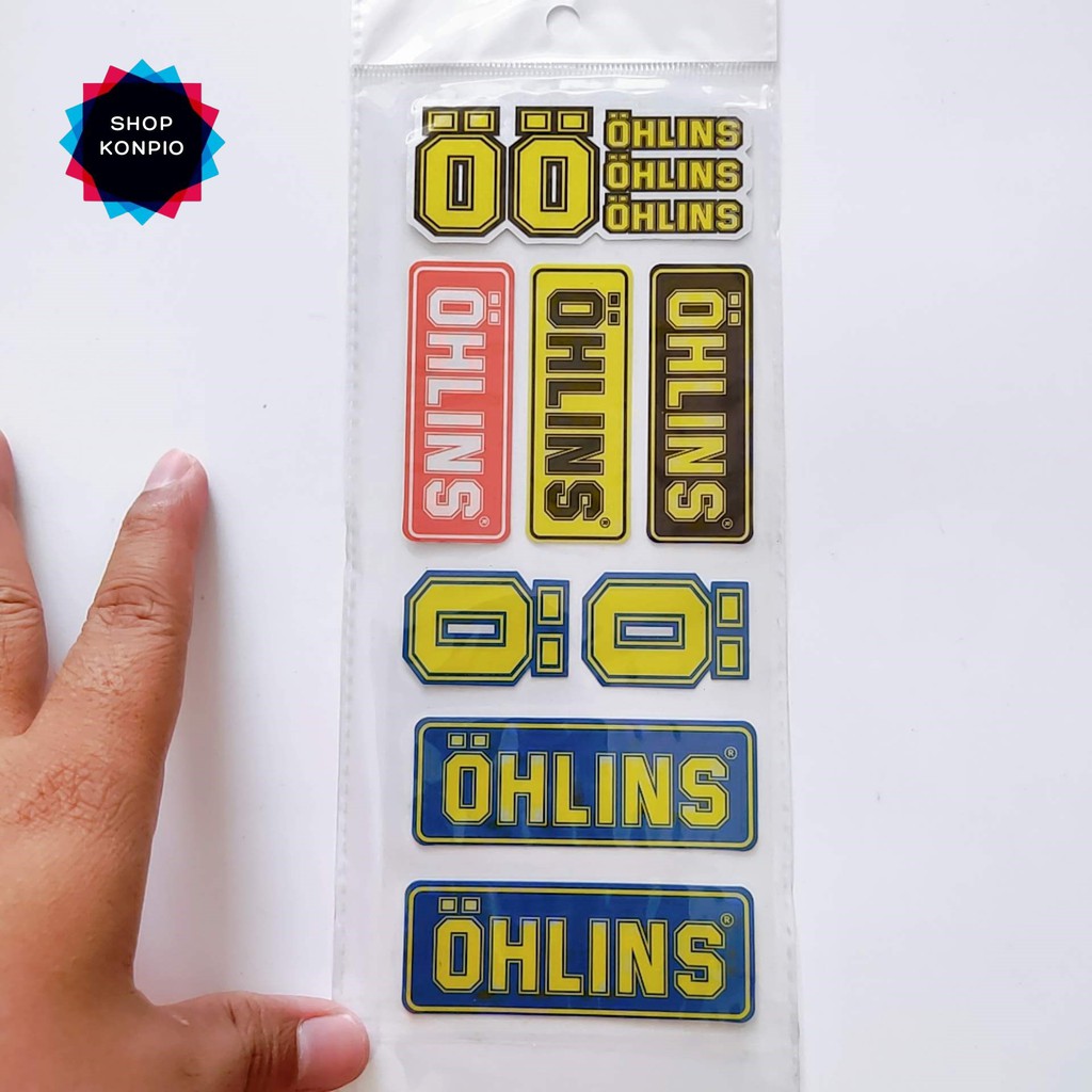 Bộ Tem Sticker Phản Quang OHLINS Cao Cấp Dán Xe Máy, Ô Tô, Mũ Bảo Hiểm, Chống Thấm Nước, Chống Bay Màu