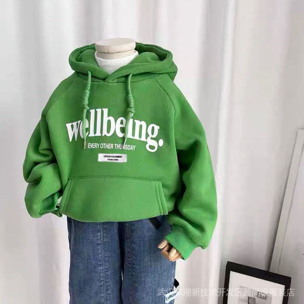 Áo Hoodie Dài Tay Lót Lông Cừu Giữ Ấm In Họa Tiết Thời Trang Thu Đông Cho Bé Trai Và Gái