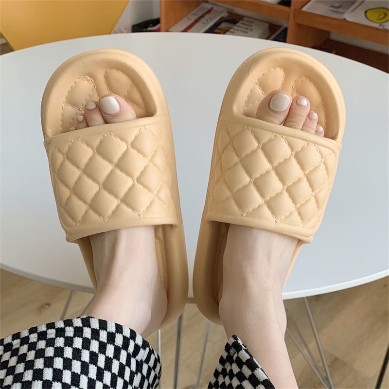 Oeggeo shop Giày Đi Trong Nhà Đế Dày Họa Tiết Lưới Kim Cương Cho Nữ