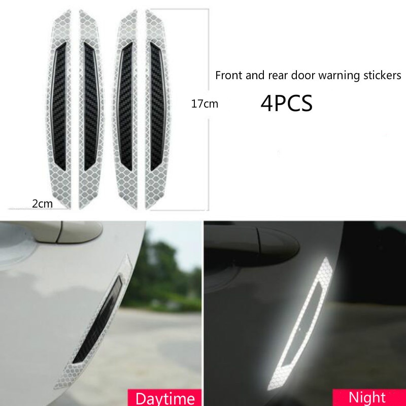 Bộ 4 Miếng Dán Đề Can Sợi Carbon Phản Quang 5D Cho Xe Hơi