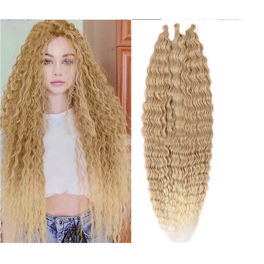 Bộ tóc giả nữ dài 32 inch uốn xoăn gợn sóng bằng sợi tổng hợp chịu nhiệt cao