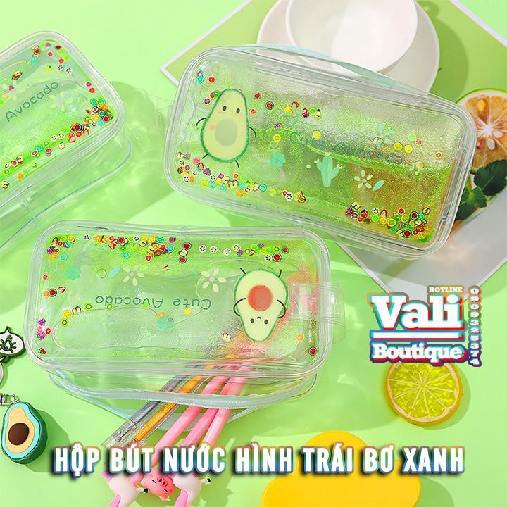 Mua Hộp bút tặng cây bút - Hộp bút nước trong suốt hình quả bơ - nhiều mẫu