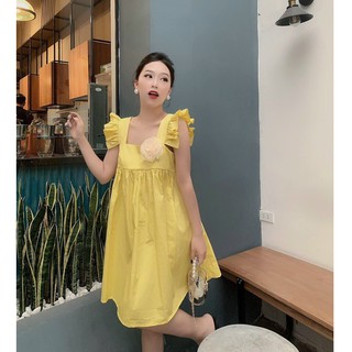 Đầm xoè babydoll tay cánh tiên ( kèm hoa cài )