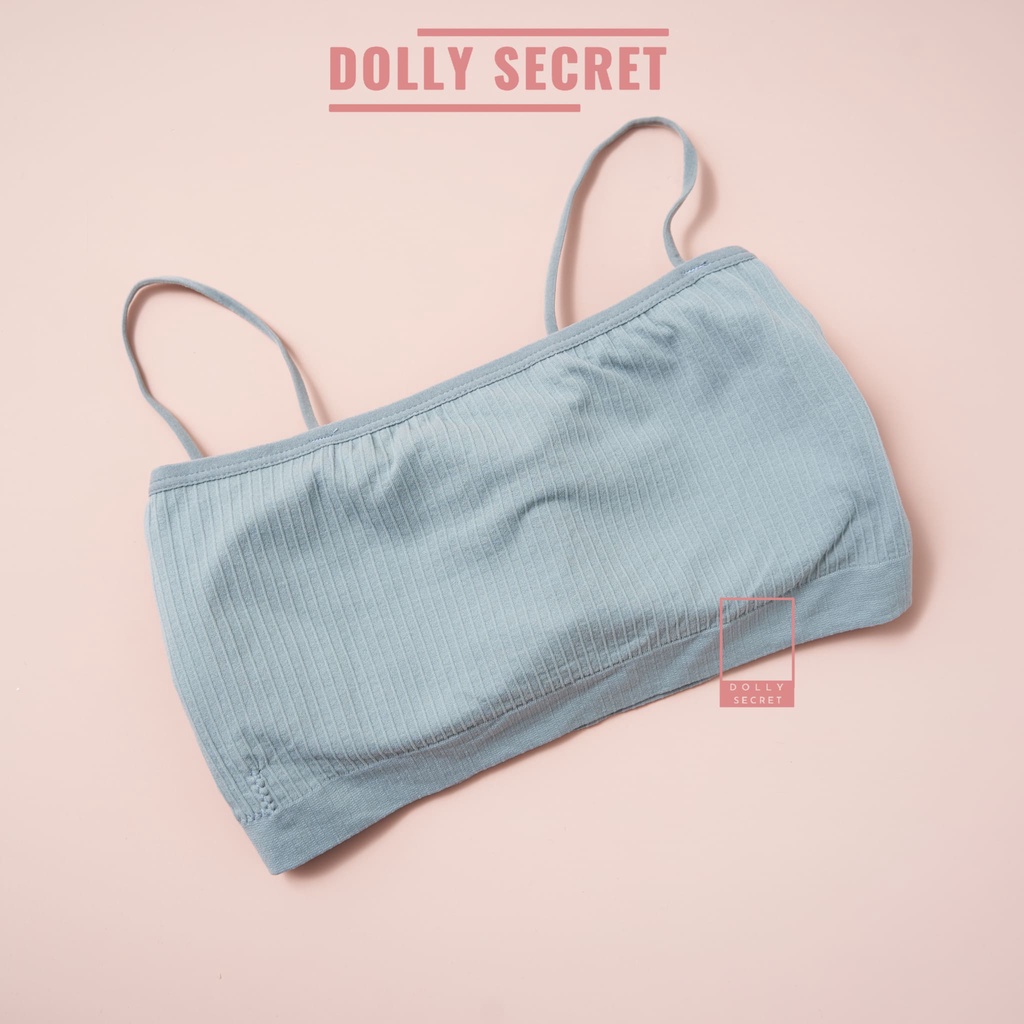 Áo lót nữ BRA cotton gân tăm nâng ngực hai dây dáng quây ngang DOLLY SECRET A06