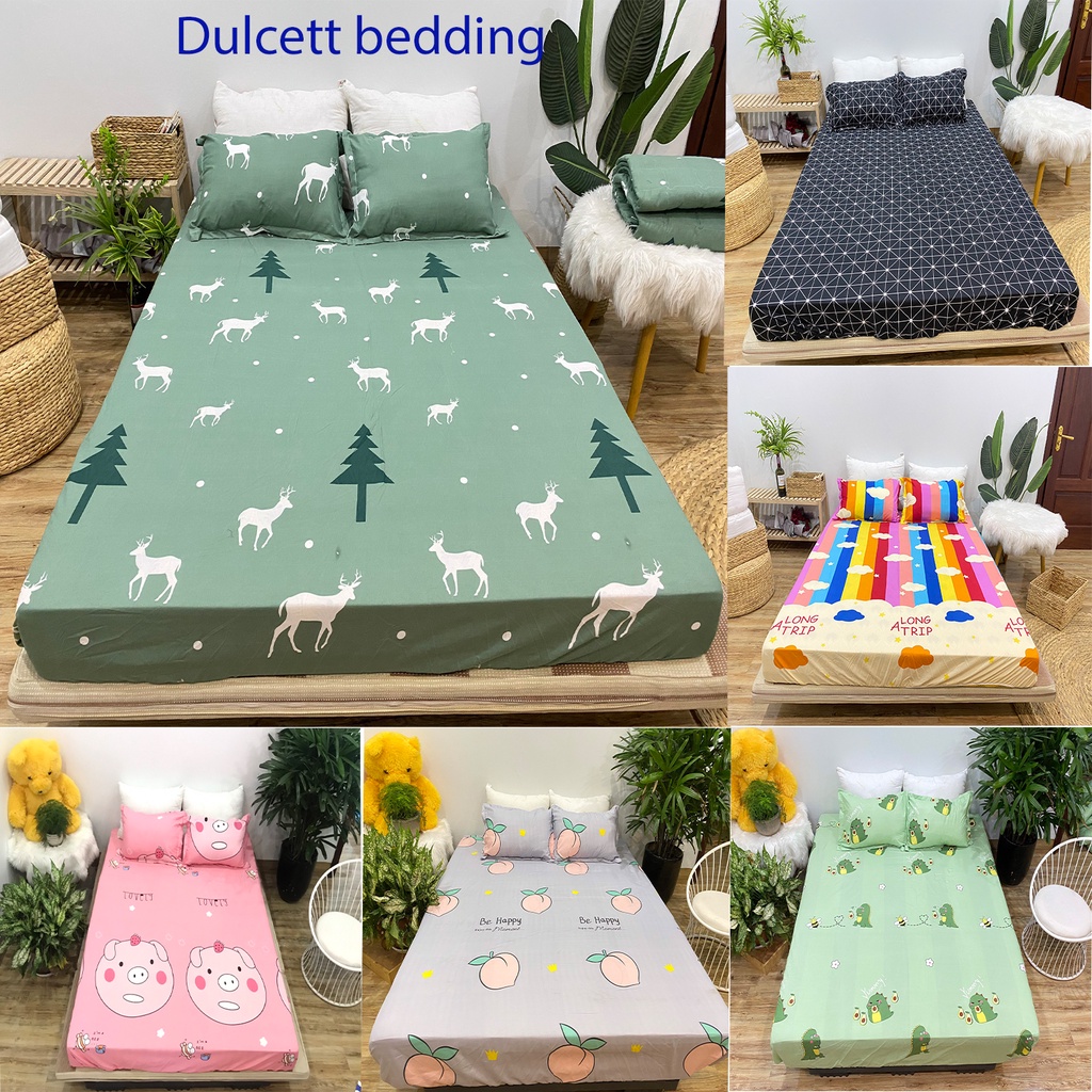 Bộ ga gối m6/m8 drap giường poly, ga trải giường + 2 vỏ gối nằm Dulcett