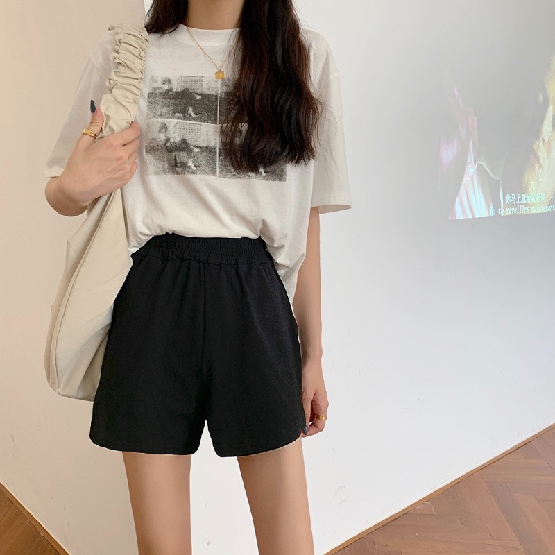 Quần short nữ lưng thun bigsize màu đen [vaithun]