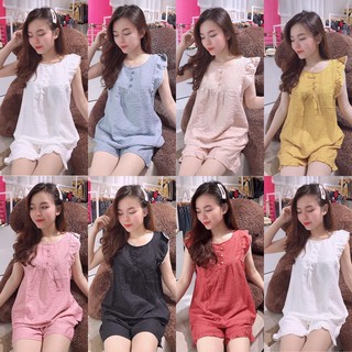 {MÃ TRANS10 GIẢM 10% đơn 150} - Set bộ đũi nữ màu đen vàng be trắng mặc nhà cực xinh