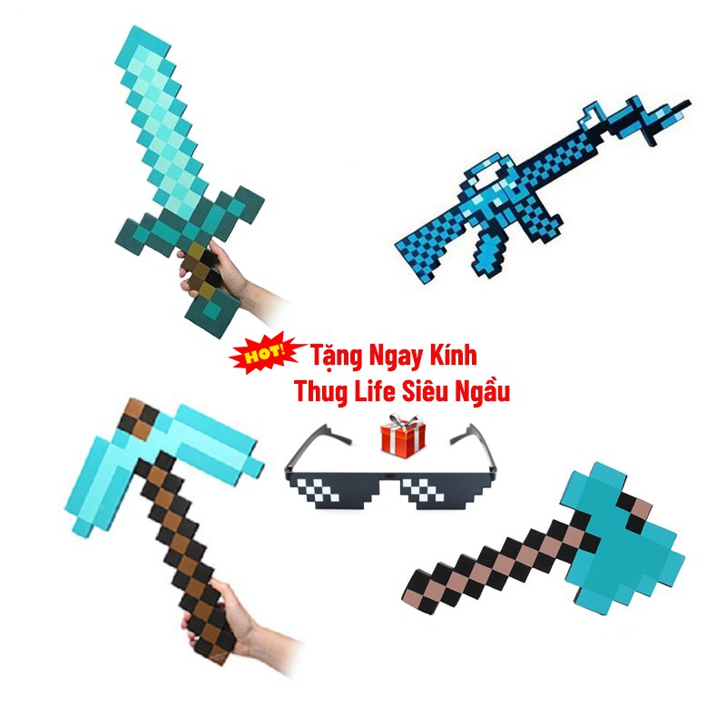 Combo Rìu Kiếm Cúp Súng Minecraft Cực Đẹp [Tặng Kính Thug Life]