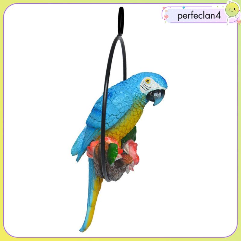 Tượng Vẹt Nhân Tạo Bằng Nhựa Resin Nhân Tạo Có Vòng Kim Loại Trang Trí Sân Vườn