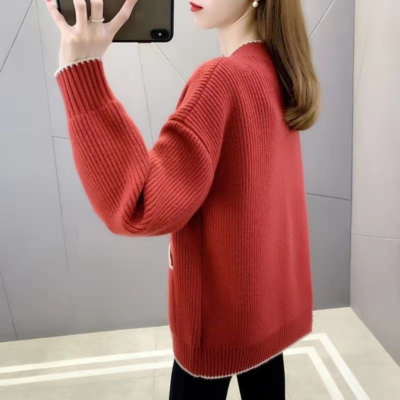 Áo Khoác cardigan Dệt Kim Dáng Rộng Cỡ Lớn Thời Trang Mùa Thu Hàn Quốc Mới Cho Nữ