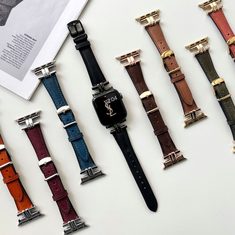Dây Đeo Bằng Da Bò Thật Cho Đồng Hồ Thông Minh apple watch series 8 7 6 SE 5 4 3 38MM 42MM Iwatch 40MM 44MM 49MM 41MM 45MM