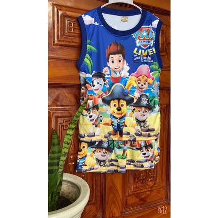 (C02_Kèm video) Bộ bé trái, bộ 3d cho bé trai hình chú chó cứu hộ Paw Patrol, vải mát lạnh cho bé từ 3-7 tuổi