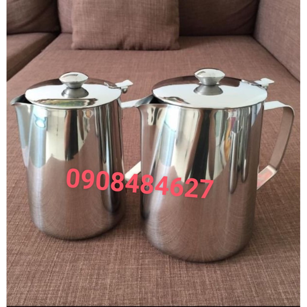 Ca Đánh Sữa Inox Cao Cấp 304 Có Nắp Đủ Dung Tích