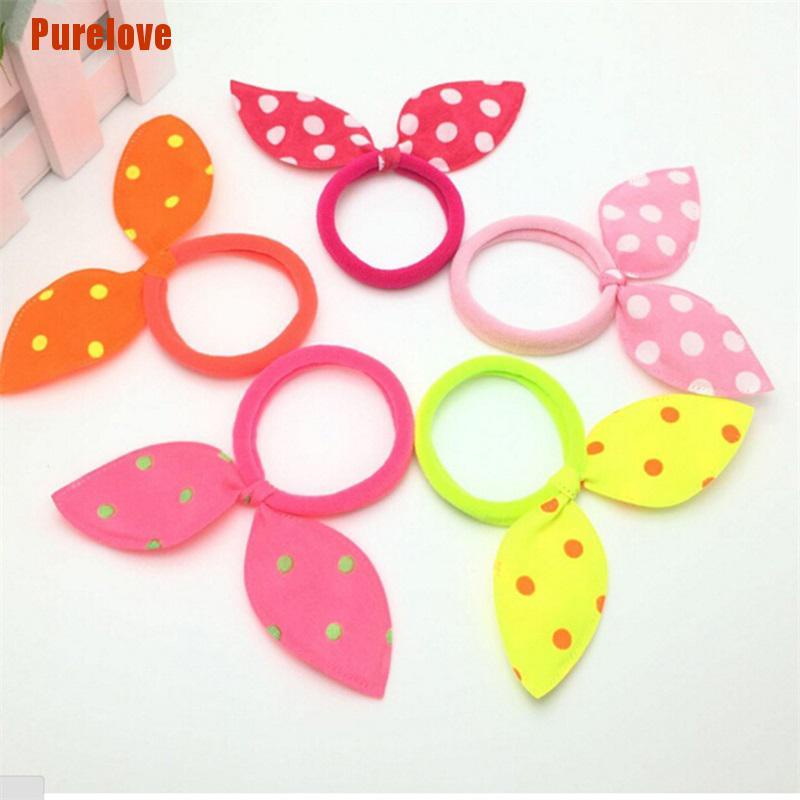 Bộ 10 Dây Cột Tóc Tai Thỏ Co Giãn Dễ Thương