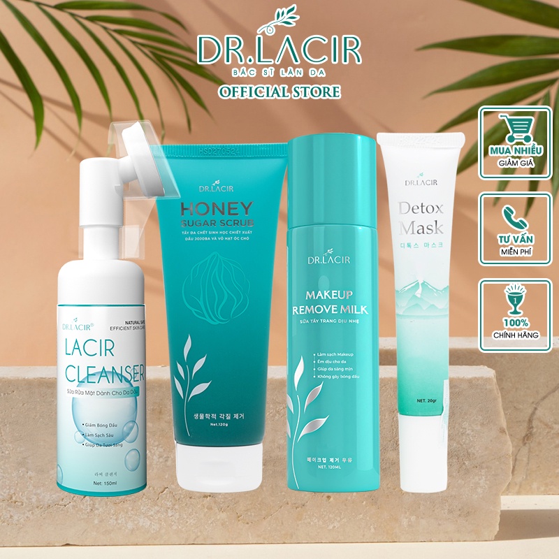 [Combo 10%] chăm sóc da Dr. Lacir 4 sản phẩm dành cho da dầu mụn DR128