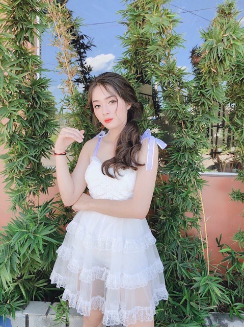 Ảnh thật_Đầm ren thiết kế dây nơ đẹp có bán sỉ