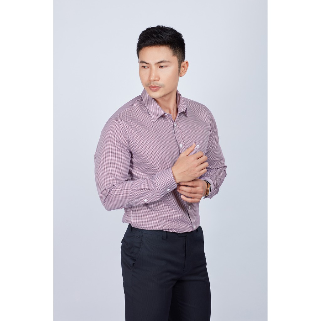 Áo sơ mi nam mattana Slim fit hương thơm dài tay nâu đỏ hoa văn MAM15190011705113