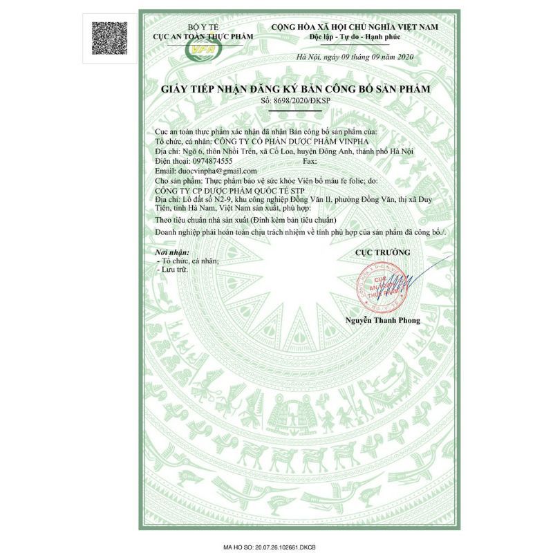 Viên uống bổ máu FE FOLIC giúp bổ xung sắt III và acid folic cho cơ thể