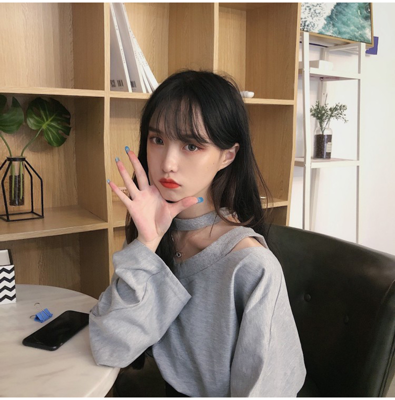 SUXI Áo thun tay dài dáng rộng nhiều màu sắc thời trang