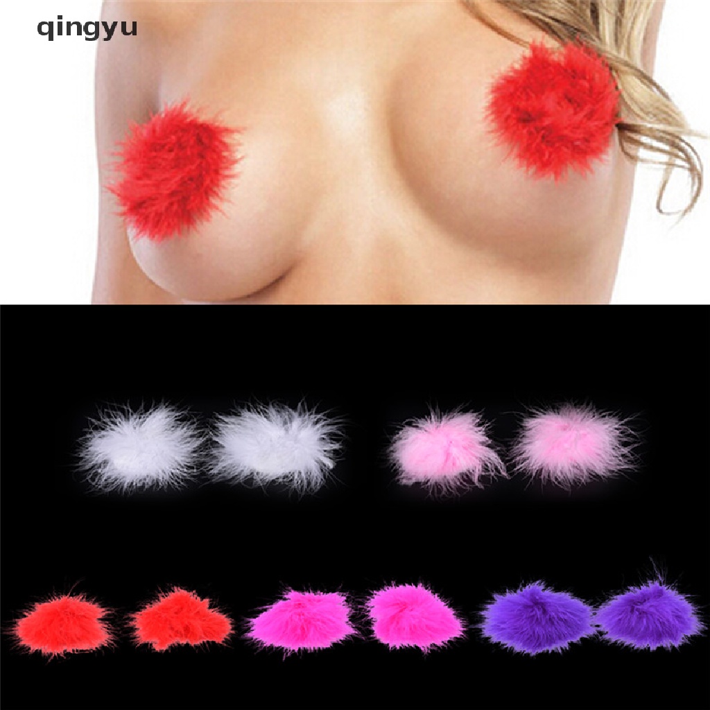 Miếng dán nhũ hoa đính lông vũ