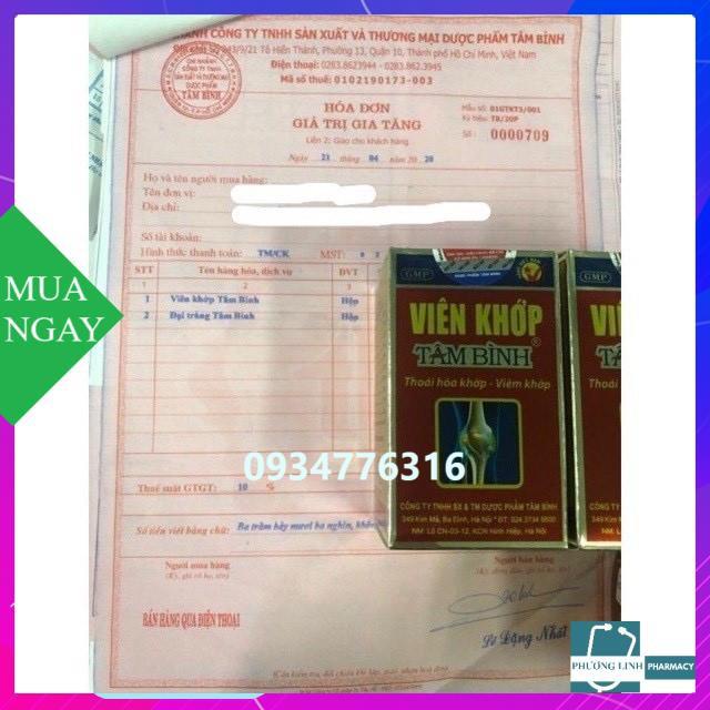 Viên Khớp Tâm Bình giảm triệu chứng thoái hóa khớp viêm khớp, hộp 60 viên