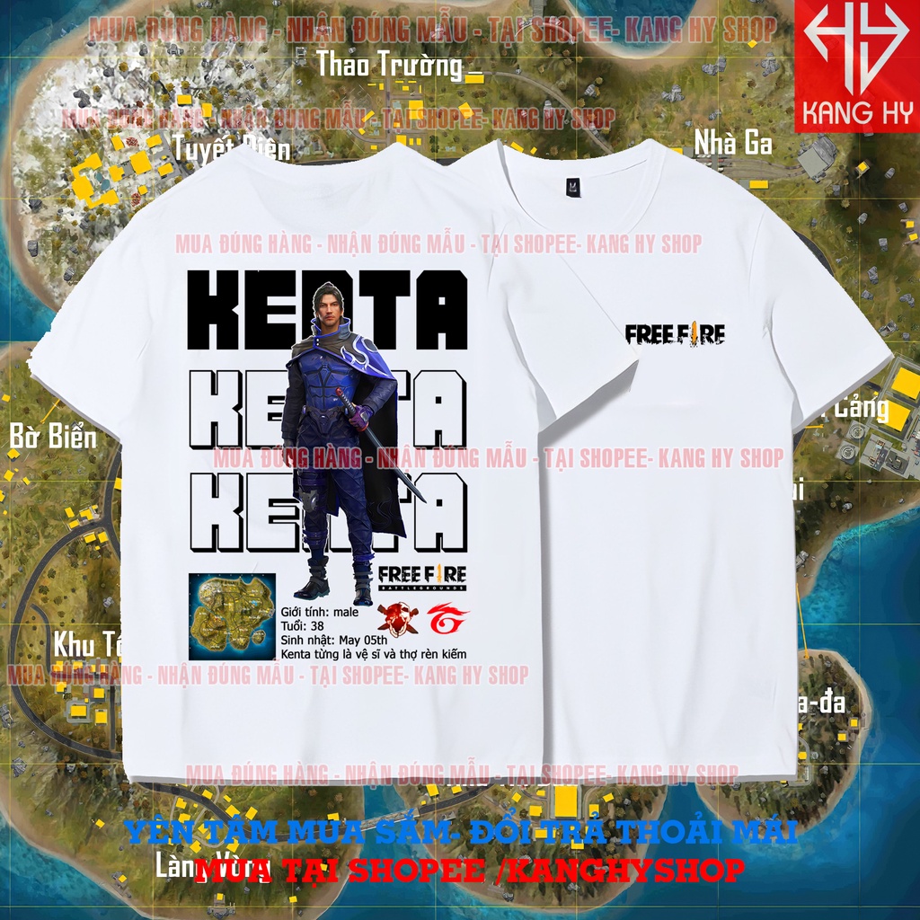 Áo Thun Free Fire Nhân Vật Kenta Mẫu Cực Chất In Tại Shop Cotton Đủ Size Cho Trẻ Em F262