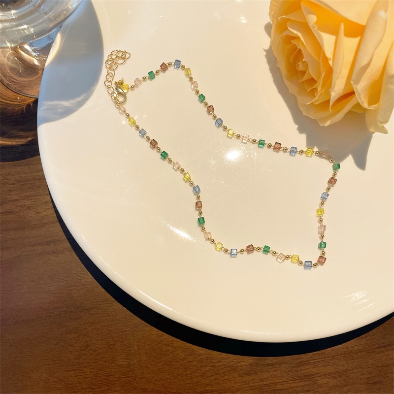 Vòng Cổ Đính Đá Pha Lê Nhiều Màu Sắc Phong Cách Thời Trang Đơn Giản