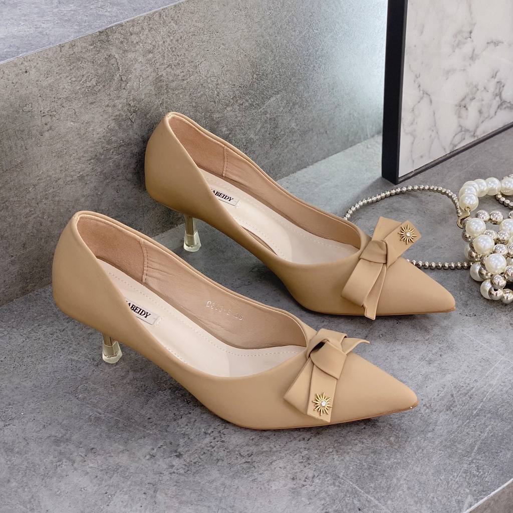 Min's Shoes - Giày Nơ Gót Nhọn Da Mềm Cao Cấp NC50