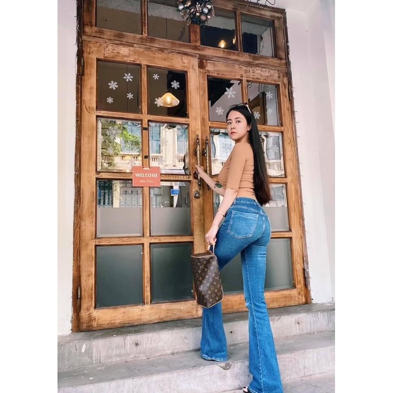 HOT.QUẦN LOE DÁNG DÀI XANH jeans Size ĐẠI LAI CUỐN- Nguyễn Na shop chụp | BigBuy360 - bigbuy360.vn