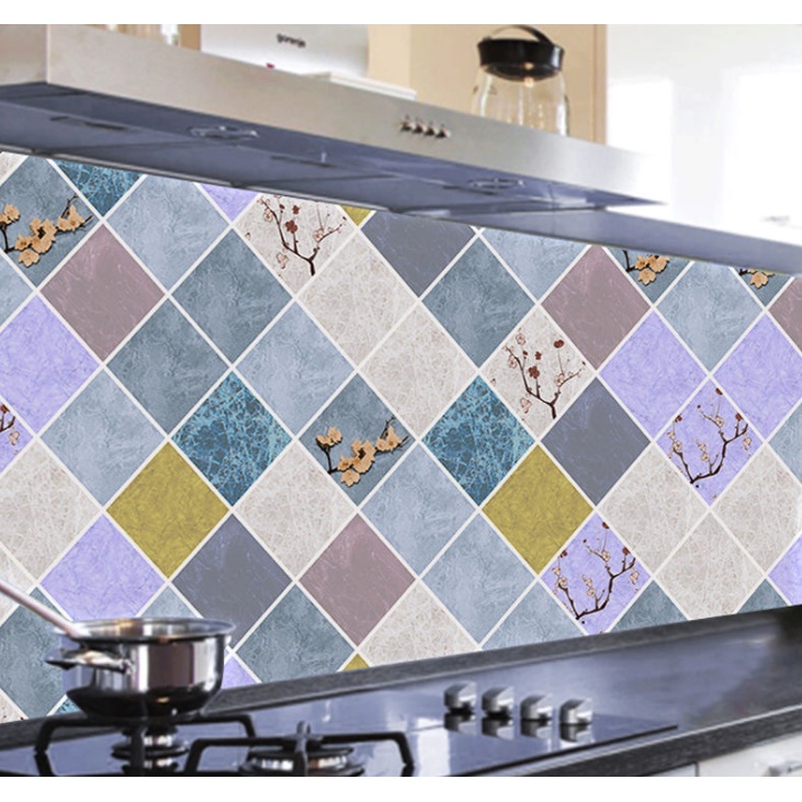 Decal tráng nhôm dán bếp HOA MAI XÁM khổ 60cm có keo sẵn - giá bán 1 mét