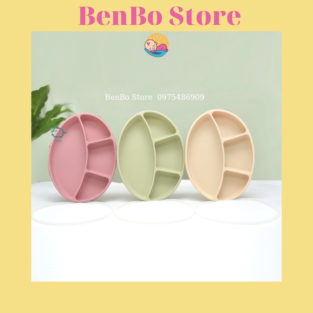 Khay đựng đồ ăn dặm silicon chống đổ cho bé BLW kiểu Nhật có nắp ANBE VIỆT NAM có kiểm định chất lượng an toàn KAD1