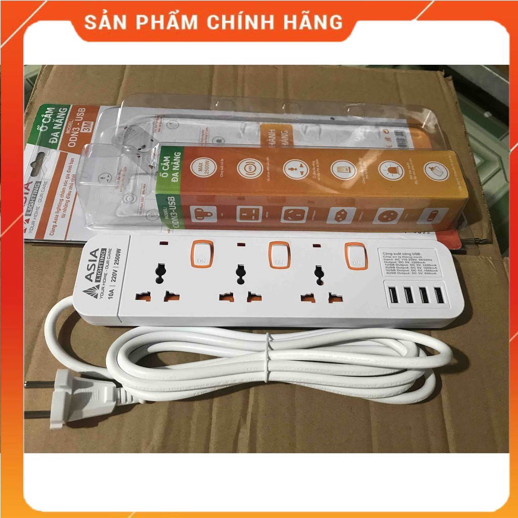 ổ cắm đa năng liền dây có cổng USB Asia loại tốt có bảo hành