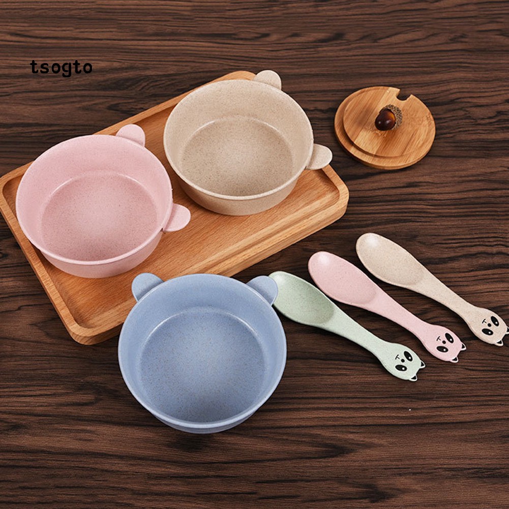 Set 2 món bát ăn kèm muỗng hình gấu trúc đáng yêu cho bé