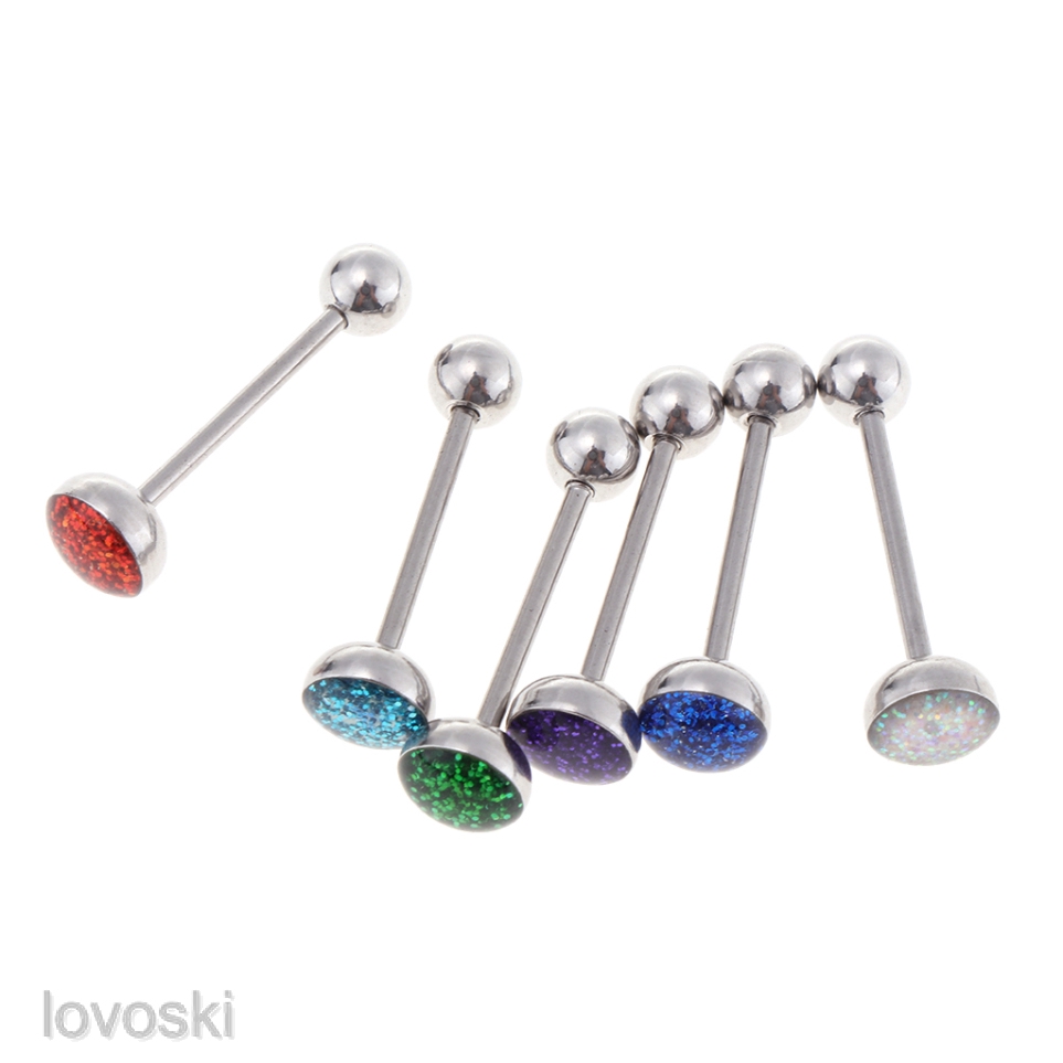 Set 6 Khuyên Rốn / Lưỡi / Môi / Lưỡi Bằng Thép Không Gỉ 14g
