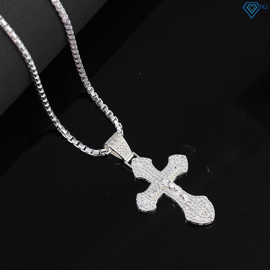 Vòng cổ nam bạc thật mặt thánh giá đính đá sang trọng DCA0078 - Trang sức TNJ