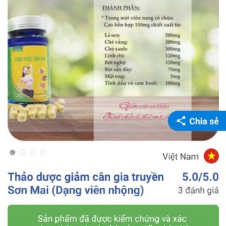 Giảm cân sơn mai dạng viên nang 57 viên tặng kèm quà