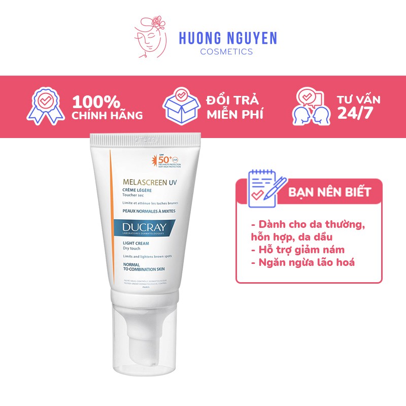 Kem Chống Nắng Ducray Melascreen UV Light Cream SPF50+ Hỗ Trợ Giảm Nám