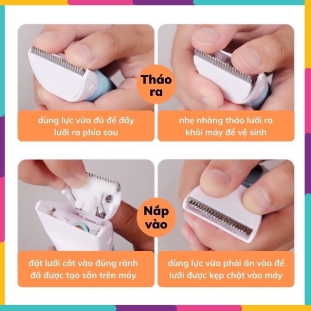 [Free ship]Tông Đơ Cắt Tóc Cho Bé Hàng cao cấp Nội địa Trung sạc USB tiện lợi,kháng nước,lưỡi gốm bo tròn an toàn cho bé