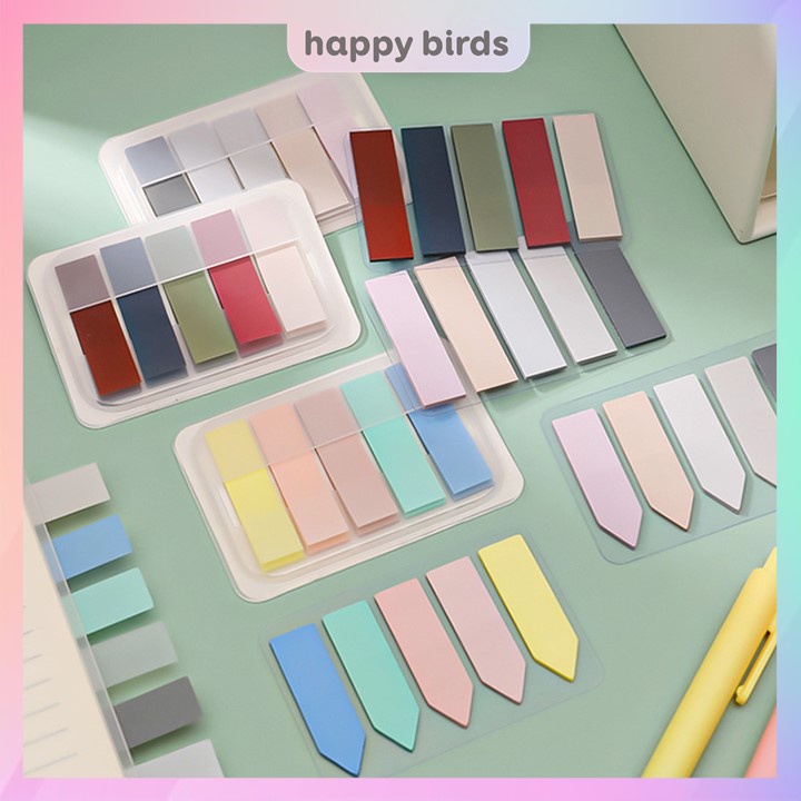 100 miếng giấy sticky note vintage đánh dấu trang phân chia đầu mục, trang trí sổ tay, sách vở, nhật ký/ Giấy note màu