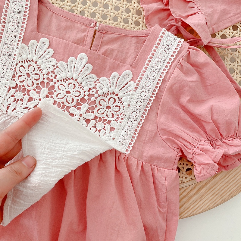 Bộ Áo Liền Quần Phối Ren Dễ Thương Thời Trang Mùa Hè Cho Bé