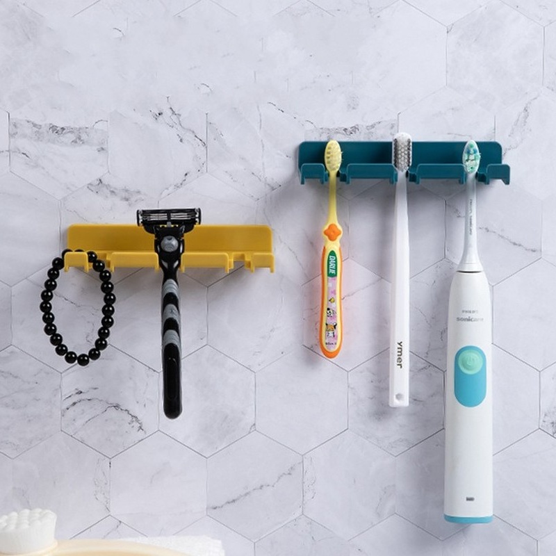 Giá Đỡ Treo Bàn Chải Đánh Răng/Dao Cạo Râu Dán Tường Không Cần Đục Lỗ 3 Ngăn Có Thể Tái Sử Dụng Cho Nhà Ở/Văn Phòng/Phòng Tắm