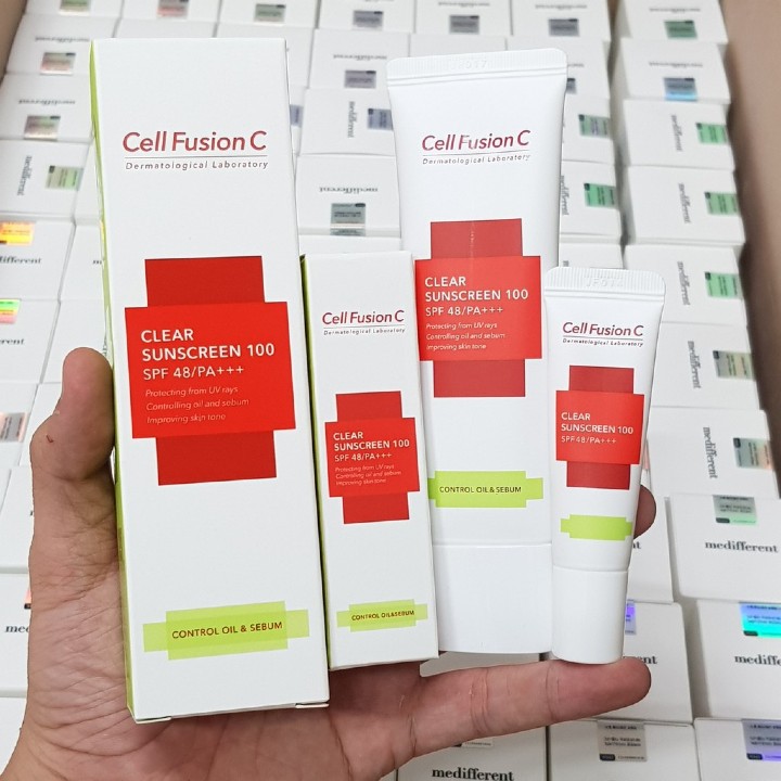 Kem chống nắng Cell Fusion C Clear Sunscreen 100 SPF 48/PA+++ Control Oil &amp; Sebum 10ml