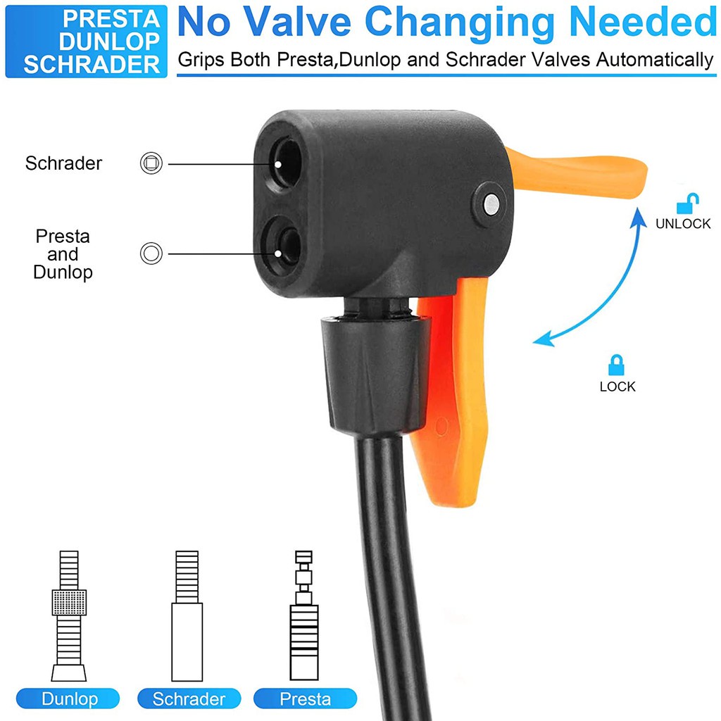 Bơm hơi áp suất cao 140PSI dành lốp xe cho xe đạp / xe máy / MTB / xe hơi mini